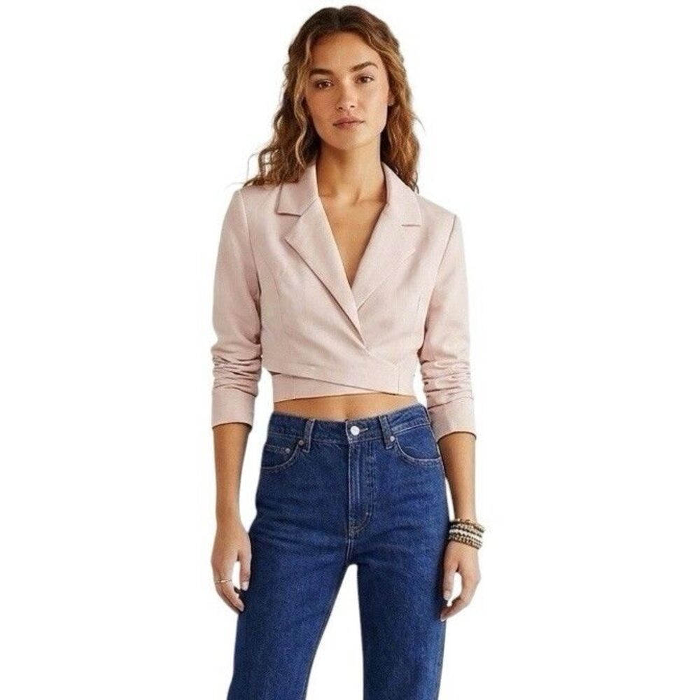 SHEIN Cropped Blazer Tie Back Modern Baddie Business Collegiate Office Sz Small